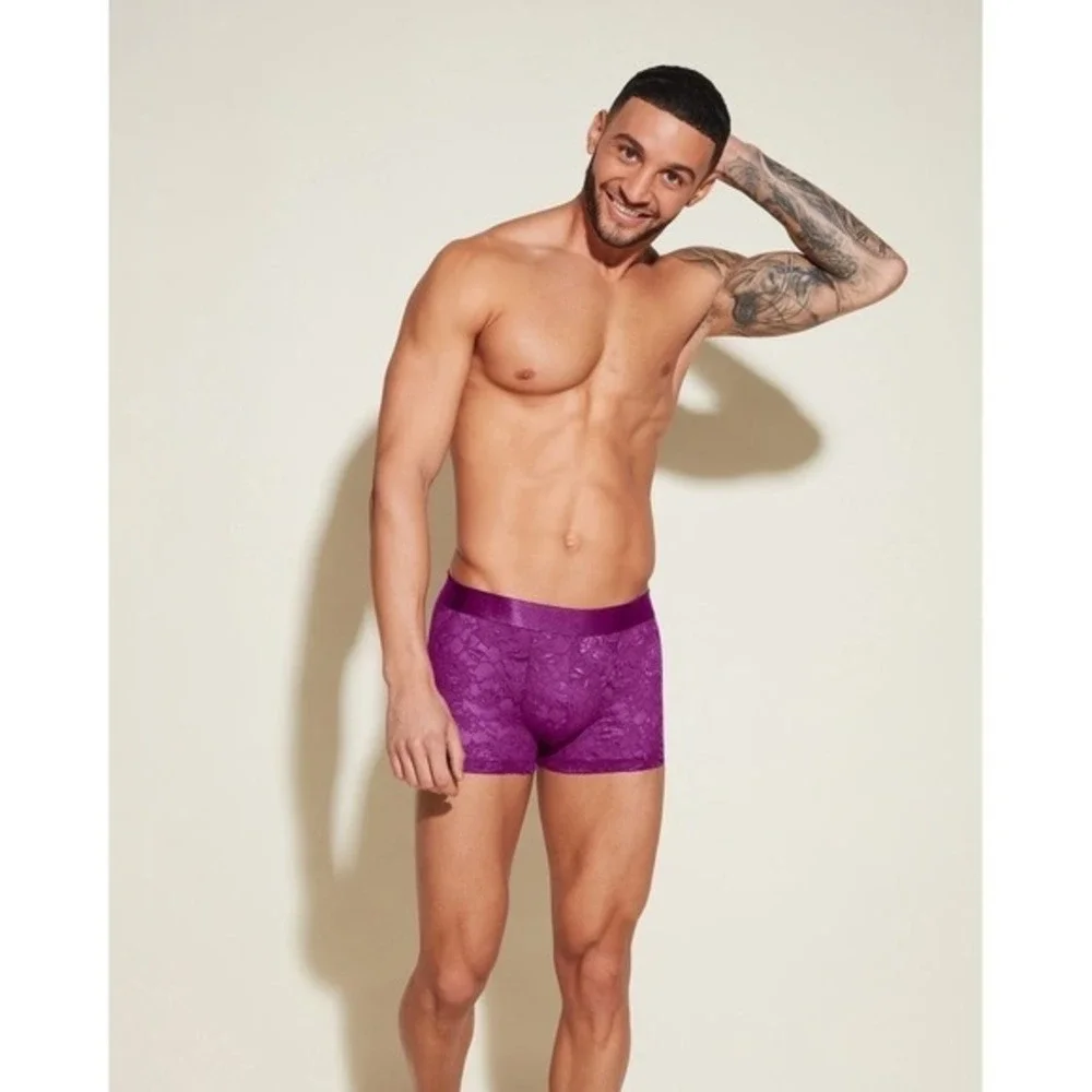 Cosabella Never Say Never Lace Classic Trunk Boxer Brief Swiss Beet size S